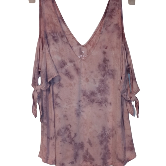 American Eagle Tie Dye Cold Shoulder Top - Picture 2 of 7